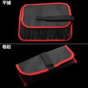 Sac de rangement pour matériel de pêche Ztc480, 30cm x 22cm, 11 poches, en Polyester, rouge et noir, étui à outils portable pour l'extérieur - Product Image 1