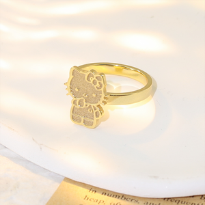 Cincin karakter kartun trendi, perhiasan personalisasi lucu Stainless Steel berlapis emas untuk wanita untuk pernikahan - Product Image 3