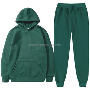 Sweat à capuche 2 pièces survêtement unisexe éponge polaire course entraînement survêtement pantalons de survêtement à capuche sport sweats ensembles - Product Image 6