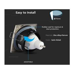 Support de spot LED encastré carré GU10 MR16 en nickel satiné, étanche IP54, catégorie de produit : supports et bases de lampes, SKU-3616 - Product Image 3