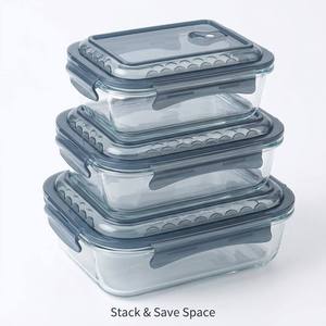 Juego de Recipientes para Almuerzo de Vidrio Borosilicato, Herméticos, Rectangulares, para Preparación de Comidas, Libres de BPA, Venta al Por Mayor, Logotipo Personalizado OEM - Product Image 2