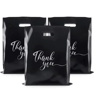 MU Eco Friendly fustellato sacchetti di plastica imballaggio varietà colore grazie borse loghi personalizzati PE Shopping Bag