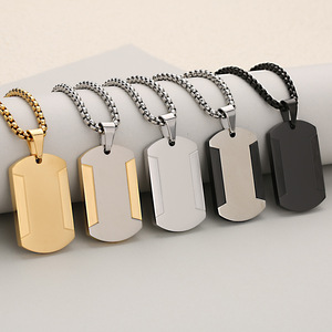 Ciondolo Personalizzabile in Acciaio Inossidabile con Design a Puzzle Creativo a Doppia Faccia, Targhetta Quadrata per Uomo, Logo Personalizzabile - Product Image 1