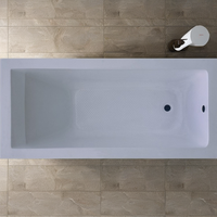 Baignoire en acrylique rectangulaire moderne écologique, encastrable, réversible, avec drain, pour bain à remous, idéale pour appartement, hôtel, villa, salle de bain