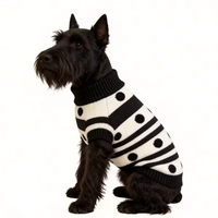 Suéter cálido para mascotas, ropa suave para perros, negro con lunares, talla S, en stock, personalización para pedidos pequeños disponible.