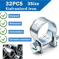 Kit d'assortiment de 32 colliers de serrage pour tuyaux d'injection de carburant 1/4" 5/16" 3/8", colliers de serrage pour tuyaux et manchons de protection