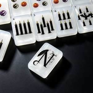 Mahjong américain à thème Halloween transfrontalier avec des tuiles en coquille de perle, tuiles de mahjong en acrylique européennes et américaines - Product Image 4