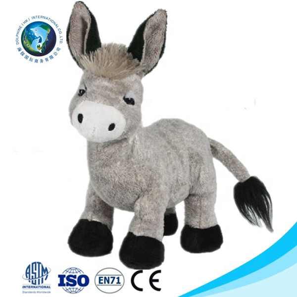 卸売リアルなロバぬいぐるみカスタムグレーかわいいぬいぐるみソフト