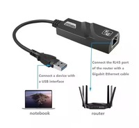 Adaptador Cantell USB-C a Ethernet, USB 3.0 a Red Gigabit RJ45 10/100Mbps LAN, Tarjeta de Red Externa con Cable para Windows y Mac OS