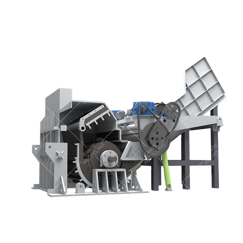 Large Scrap Metal Crusher Shreds Steel