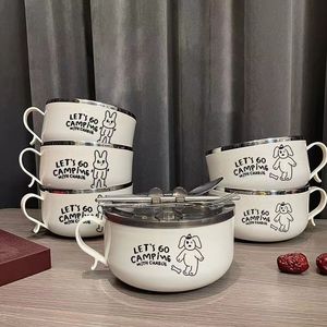 ชุดชามสแตนเลสพร้อมฝาปิดแบบซ้อนได้สำหรับการตั้งแคมป์และการใช้งานในหอพัก "ไปแคมป์ปิ้งกับชาร์ลี" - Product Image 1