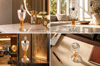 Brûleur d'encens en cristal K9 ambre, coupe diamant, éco-responsable, fait main, porte-encens d'aromathérapie, ornement de luxe pour la maison