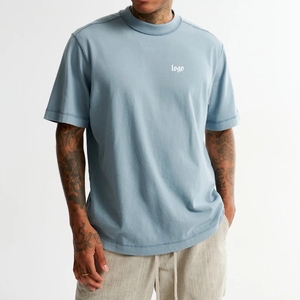 เสื้อยืดโอเวอร์ไซส์ทรงวินเทจผ้าถักเนื้อหนาแบบเรียบสีพื้นสำหรับผู้ชายขายส่ง - Product Image 2