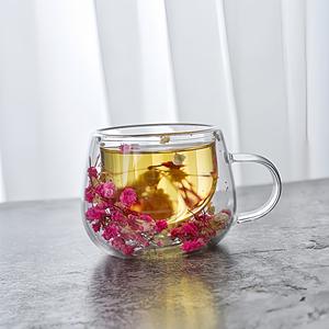 Tasse à café en verre double paroi avec fleurs séchées, design élégant, en borosilicate, idéale comme cadeau - Product Image 5