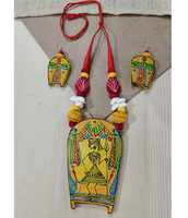 Ensemble collier et boucles d'oreilles en bois de style bohème fait main, finition naturelle personnalisée, bijoux écologiques légers, cadeau tendance