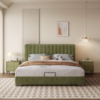 Cadre de lit rembourré de style Mid-Century Modern avec tête de lit capitonnée pour chambre à coucher moderne