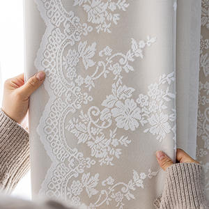 Rideau de fenêtre et de porte YongHo, nouveau modèle à <span class=keywords><strong>double</strong></span> baie vitrée, crochet moderne, simple, luxueux, en lin jacquard, translucide, occultant - Product Image 2