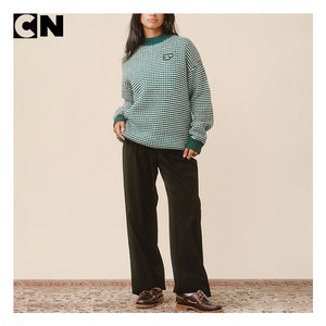 Pull en <span class=keywords><strong>laine</strong></span> mélangée à rayures vertes, tricoté épais, pour homme, avec logo personnalisé, certifié GRS, fabricant de pulls, pull d'hiver unisexe - Product Image 3