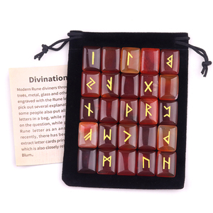 Ensemble de pierres runiques en cristal naturel, 25 pièces, pierres runiques gravées Elder Futhark, pierres de chakra avec pochette en velours, livre guide, cadeau de <span class=keywords><strong>sorcellerie</strong></span> - Product Image 1