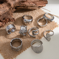 Collection de bagues texturées argentées pour femmes en gros – Bagues superposables minimalistes en acier inoxydable, style statement