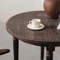 Table ronde Wabi-Sabi en bois massif, table basse à base croisée, table vintage pour café, hôtel
