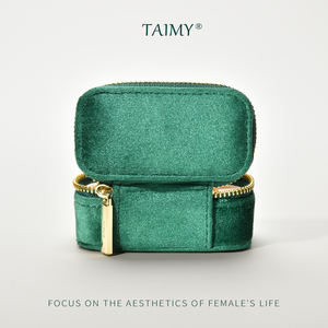 Taimy Boîte à bijoux de voyage Boîte à bijoux en velours pour voyage Emballage de bijoux portable Mini boîte à bijoux de rangement personnalisée - Product Image 4