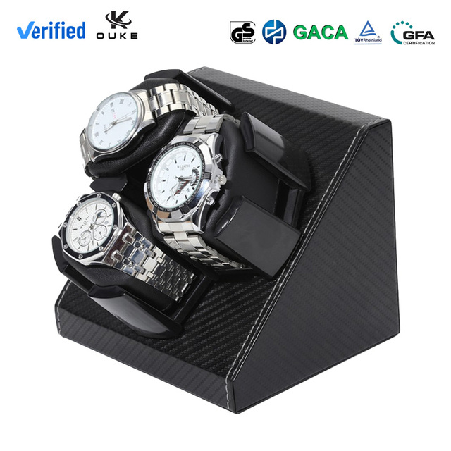 OEM ODM Imitation Carbon Fiber Luxury Automatic 6 Slot Personalized Wooden Watch Winder System case Safe Box Automatic for Man