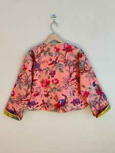 Chaqueta Bomber Ecológica Acolchada de Algodón con Estampado Floral para Mujer, Chaqueta Corta Boho Hecha a Mano, Ropa de Abrigo de Invierno Reversible Estándar - Product Image 6