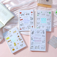 Carnet spirale flexible A5, 60 feuilles, 80 g/m², 4 motifs de dessins de chats et chiens, pages lignées, papeterie scolaire pour étudiants, vente en gros