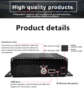 מערכת מצלמות אבטחה לרכב 4CH 1080P AHD HD עם 4G WiFi GPS MDVR, כרטיס SD בנפח 1T/512G, VGA AHD, צג DVR נייד, מתכת - Product Image 2