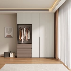 ตู้เสื้อผ้าไม้เมลามีนสีขาวแบบวอล์กอินสำหรับใส่ในห้องนอนสไตล์ยุโรป - Product Image 3