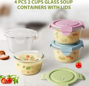Heat Resistant Eco-Friendly PP Plastic 4-Piece Food <b>Storage</b> Container Set for <b>Kitchen</b> Office Microwave Use-Durable Large - Product Image 2