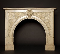 Cheminée électrique en marbre blanc de style européen avec des piliers romains, design moderne pour le salon et la cuisine