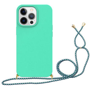 Étui en silicone souple avec cordon tour de cou en blé écologique pour <span class=keywords><strong>iPhone</strong></span> 15, <span class=keywords><strong>coque</strong></span> de téléphone avec dragonne pour <span class=keywords><strong>iPhone</strong></span> 15 14 13 12 - Product Image 2