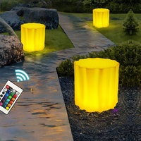 Meubles d'extérieur au design moderne, éclairage LED solaire 16 couleurs, tabouret en forme de souche d'arbre, sièges originaux pour patio, jardins, parcs