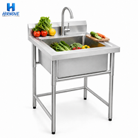 Wastafel Industri Modern Stainless Steel Besar Dua Lubang untuk Dapur Komersial, Bahan Stainless Steel 304 201