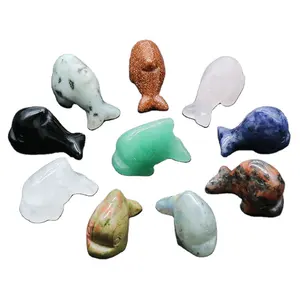 Großhandel niedlich 1 Zoll Multi Color Dolphin Stone Natur kristalle Carving Edelstein Handwerk für Home Desk Souvenir Dekoration