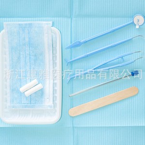 Kit d'examen buccal jetable, ensemble d'instruments dentaires 9 pièces avec miroir, sonde et forceps pour adultes, couleur bleue - Product Image 2