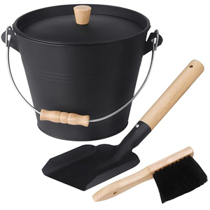 <span class=keywords><strong>Chimenea</strong></span> Metálica Moderna y Minimalista de Gran Capacidad con Pala, Escoba y Guantes - Incluye Juego de Herramientas para Recoger Cenizas Calientes - Product Image 1