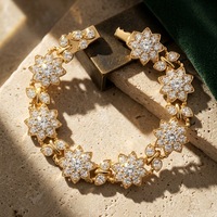 Bracelet tennis en argent sterling S925 entièrement pavé de moissanite motif tournesol pour femme, cadeau de luxe pour banquet, mariage, fête, anniversaire