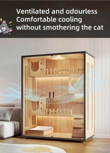 USMILEPET-Recinto para gatos grande de <span class=keywords><strong>madera</strong></span> con ruedas, Casa con varias características para interior - Product Image 3