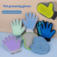 Gant de toilettage pour animaux à cinq doigts, à poils doux, pour le brossage, le bain, le massage et la désépaississement des poils des chiens et des chats, pour la main gauche et la main droite