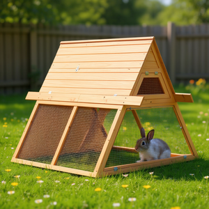 Casa para Conejos de Madera de Pino Sólido, 60x50.4x42.5 Pulgadas, Casa Triangular para Mascotas, Duradera para Exteriores, Tamaño Mediano - Product Image 2