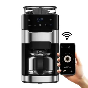 OEM WIFI 1.5L siyah otomatik damla kahve makinesi değirmeni kahve makinesi elektrikli damla akıllı kahve makinesi