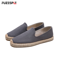 Espadrilles en toile et paille pour hommes, semelle extérieure en caoutchouc, respirantes, antidérapantes, absorbant la transpiration, faciles à enfiler