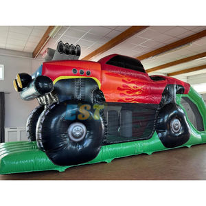 Nouveau design 3D camion <span class=keywords><strong>de</strong></span> pompiers parcours d'obstacles <span class=keywords><strong>voiture</strong></span> au sol château gonflable toboggan Combo obstacles gonflables parcours d'assaut à vendre - Product Image 2