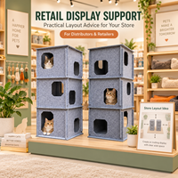 Tour pour chat modulaire personnalisée en feutre, multi-niveaux, pour intérieur, avec maisonnette, grotte et lit, et rampe d'accès. Vente en gros, OEM, ODM.