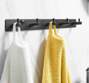 Bedroom Waterproof Key Wall Mounted Hanger Slat Shelf Rack Multifunction Stainless Steel Black 5 <b>Hooks</b> Door Coat <b>Hook</b> <b>Rails</b> for - Product Image 6