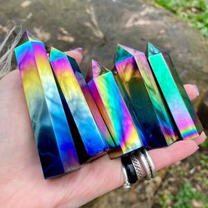 Pierres de pointe en obsidienne électroplaquée de haute qualité en gros, 5-10 cm, tendance mode moderne pour une décoration intérieure unique, Crystalhola, emballage sûr - Product Image 6