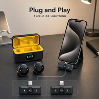 Microphone Lavalier Sans Fil Q8-B, 2 Émetteurs, 1 Récepteur, Étui de Charge Type-C Lightning pour Enregistrement Vidéo sur Smartphone